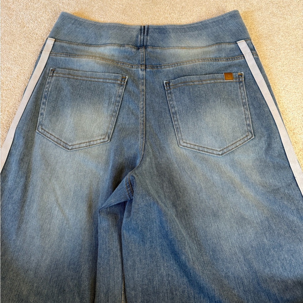 Halara Flex Light Blue Wide-leg Side Stripe Denim Jeans Size M - Picture 7 of 8